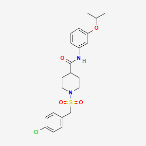 molecular formula C22H27ClN2O4S B11355277 1-[(4-chlorobenzyl)sulfonyl]-N-[3-(propan-2-yloxy)phenyl]piperidine-4-carboxamide 