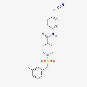 molecular formula C22H25N3O3S B11355307 N-[4-(cyanomethyl)phenyl]-1-[(3-methylbenzyl)sulfonyl]piperidine-4-carboxamide 