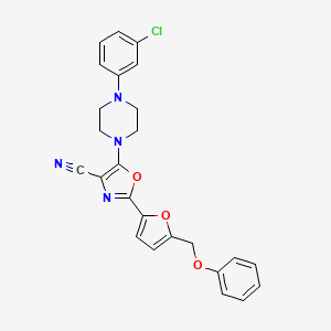 5-[4-(3-Chlorophenyl)piperazin-1-yl]-2-[5-(phenoxymethyl)furan-2-yl]-1,3-oxazole-4-carbonitrile