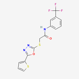 molecular formula C15H10F3N3O2S2 B11355320 2-{[5-(thiophen-2-yl)-1,3,4-oxadiazol-2-yl]sulfanyl}-N-[3-(trifluoromethyl)phenyl]acetamide 