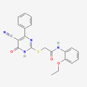 molecular formula C21H18N4O3S B11355335 2-[(5-Cyano-6-oxo-4-phenyl-1,6-dihydropyrimidin-2-YL)sulfanyl]-N-(2-ethoxyphenyl)acetamide 