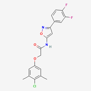 molecular formula C19H15ClF2N2O3 B11355366 2-(4-chloro-3,5-dimethylphenoxy)-N-[3-(3,4-difluorophenyl)-1,2-oxazol-5-yl]acetamide 