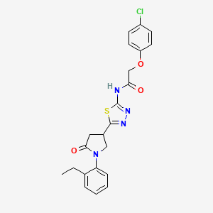 2-(4-chlorophenoxy)-N-{5-[1-(2-ethylphenyl)-5-oxopyrrolidin-3-yl]-1,3,4-thiadiazol-2-yl}acetamide