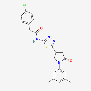 molecular formula C22H21ClN4O2S B11355391 2-(4-chlorophenyl)-N-{5-[1-(3,5-dimethylphenyl)-5-oxopyrrolidin-3-yl]-1,3,4-thiadiazol-2-yl}acetamide 