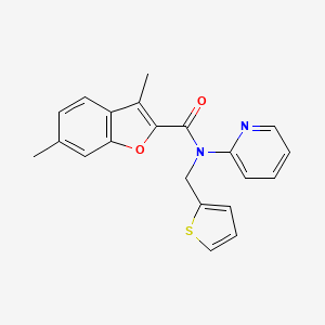 3,6-dimethyl-N-(pyridin-2-yl)-N-(thiophen-2-ylmethyl)-1-benzofuran-2-carboxamide