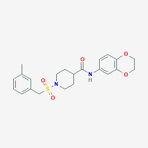 molecular formula C22H26N2O5S B11355436 N-(2,3-dihydro-1,4-benzodioxin-6-yl)-1-[(3-methylbenzyl)sulfonyl]piperidine-4-carboxamide 