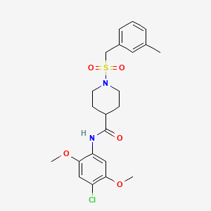 molecular formula C22H27ClN2O5S B11355474 N-(4-chloro-2,5-dimethoxyphenyl)-1-[(3-methylbenzyl)sulfonyl]piperidine-4-carboxamide 