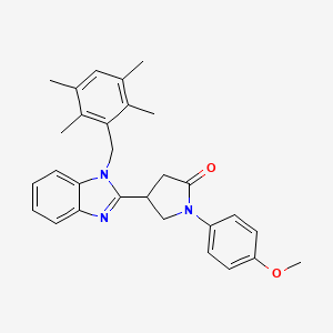 molecular formula C29H31N3O2 B11355486 1-(4-methoxyphenyl)-4-[1-(2,3,5,6-tetramethylbenzyl)-1H-benzimidazol-2-yl]pyrrolidin-2-one 