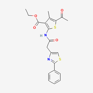 molecular formula C21H20N2O4S2 B11355508 Ethyl 5-acetyl-4-methyl-2-{[(2-phenyl-1,3-thiazol-4-yl)acetyl]amino}thiophene-3-carboxylate 