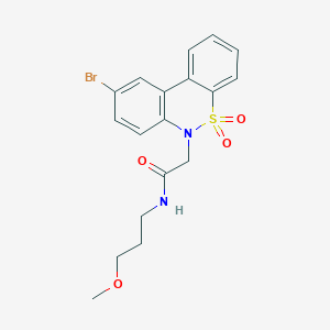 molecular formula C18H19BrN2O4S B11355524 2-(9-bromo-5,5-dioxido-6H-dibenzo[c,e][1,2]thiazin-6-yl)-N-(3-methoxypropyl)acetamide 