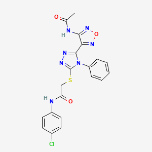 molecular formula C20H16ClN7O3S B11355525 2-({5-[4-(acetylamino)-1,2,5-oxadiazol-3-yl]-4-phenyl-4H-1,2,4-triazol-3-yl}sulfanyl)-N-(4-chlorophenyl)acetamide 