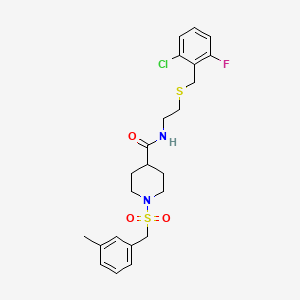 molecular formula C23H28ClFN2O3S2 B11355532 N-{2-[(2-chloro-6-fluorobenzyl)sulfanyl]ethyl}-1-[(3-methylbenzyl)sulfonyl]piperidine-4-carboxamide 