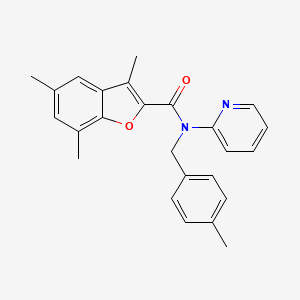 3,5,7-trimethyl-N-(4-methylbenzyl)-N-(pyridin-2-yl)-1-benzofuran-2-carboxamide