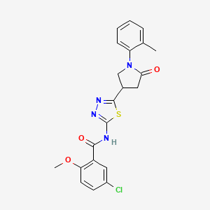 molecular formula C21H19ClN4O3S B11355548 5-chloro-2-methoxy-N-{5-[1-(2-methylphenyl)-5-oxopyrrolidin-3-yl]-1,3,4-thiadiazol-2-yl}benzamide 