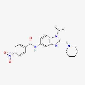 4-nitro-N-[2-(piperidin-1-ylmethyl)-1-(propan-2-yl)-1H-benzimidazol-5-yl]benzamide