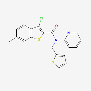 molecular formula C20H15ClN2OS2 B11355566 3-chloro-6-methyl-N-(pyridin-2-yl)-N-(thiophen-2-ylmethyl)-1-benzothiophene-2-carboxamide 