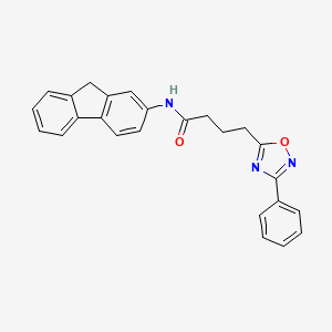 molecular formula C25H21N3O2 B11355639 N-(9H-fluoren-2-yl)-4-(3-phenyl-1,2,4-oxadiazol-5-yl)butanamide 