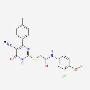 molecular formula C21H17ClN4O3S B11355662 N-(3-Chloro-4-methoxyphenyl)-2-{[5-cyano-4-(4-methylphenyl)-6-oxo-1,6-dihydropyrimidin-2-YL]sulfanyl}acetamide 