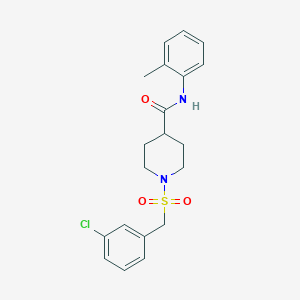 molecular formula C20H23ClN2O3S B11355693 1-[(3-chlorobenzyl)sulfonyl]-N-(2-methylphenyl)piperidine-4-carboxamide 