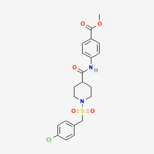 molecular formula C21H23ClN2O5S B11355713 Methyl 4-[({1-[(4-chlorobenzyl)sulfonyl]piperidin-4-yl}carbonyl)amino]benzoate 