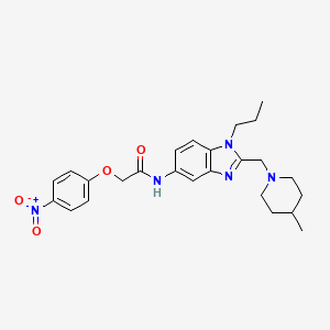 molecular formula C25H31N5O4 B11355729 N-{2-[(4-methylpiperidin-1-yl)methyl]-1-propyl-1H-benzimidazol-5-yl}-2-(4-nitrophenoxy)acetamide 