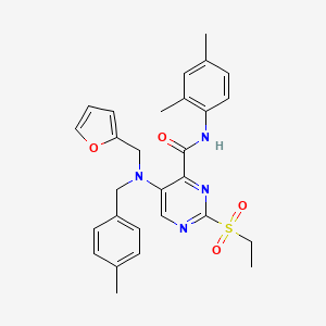 N-(2,4-dimethylphenyl)-2-(ethylsulfonyl)-5-[(furan-2-ylmethyl)(4-methylbenzyl)amino]pyrimidine-4-carboxamide