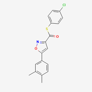 molecular formula C18H14ClNO2S B11355790 S-(4-chlorophenyl) 5-(3,4-dimethylphenyl)-1,2-oxazole-3-carbothioate 