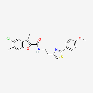 molecular formula C23H21ClN2O3S B11355834 5-chloro-N-{2-[2-(4-methoxyphenyl)-1,3-thiazol-4-yl]ethyl}-3,6-dimethyl-1-benzofuran-2-carboxamide 