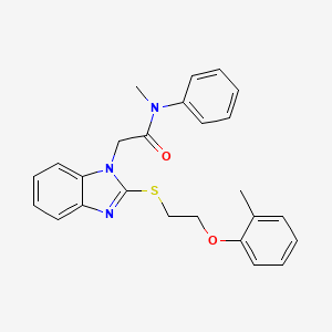 molecular formula C25H25N3O2S B11355850 N-methyl-2-(2-{[2-(2-methylphenoxy)ethyl]sulfanyl}-1H-benzimidazol-1-yl)-N-phenylacetamide 