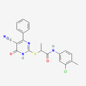 N-(3-Chloro-4-methylphenyl)-2-[(5-cyano-6-oxo-4-phenyl-1,6-dihydropyrimidin-2-YL)sulfanyl]propanamide