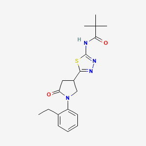 molecular formula C19H24N4O2S B11355874 N-{5-[1-(2-ethylphenyl)-5-oxopyrrolidin-3-yl]-1,3,4-thiadiazol-2-yl}-2,2-dimethylpropanamide 