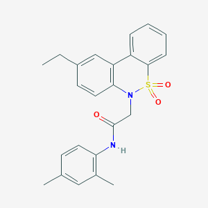 molecular formula C24H24N2O3S B11355882 N-(2,4-dimethylphenyl)-2-(9-ethyl-5,5-dioxido-6H-dibenzo[c,e][1,2]thiazin-6-yl)acetamide 