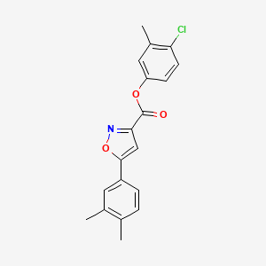 molecular formula C19H16ClNO3 B11355925 4-Chloro-3-methylphenyl 5-(3,4-dimethylphenyl)-1,2-oxazole-3-carboxylate 