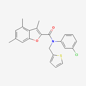 N-(3-chlorophenyl)-3,4,6-trimethyl-N-(thiophen-2-ylmethyl)-1-benzofuran-2-carboxamide