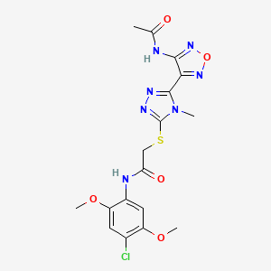 molecular formula C17H18ClN7O5S B11355937 2-({5-[4-(acetylamino)-1,2,5-oxadiazol-3-yl]-4-methyl-4H-1,2,4-triazol-3-yl}sulfanyl)-N-(4-chloro-2,5-dimethoxyphenyl)acetamide 