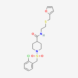 molecular formula C20H25ClN2O4S2 B11355944 1-[(2-chlorobenzyl)sulfonyl]-N-{2-[(furan-2-ylmethyl)sulfanyl]ethyl}piperidine-4-carboxamide 