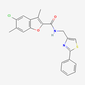 molecular formula C21H17ClN2O2S B11355946 5-chloro-3,6-dimethyl-N-[(2-phenyl-1,3-thiazol-4-yl)methyl]-1-benzofuran-2-carboxamide 