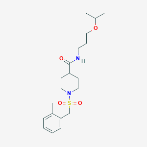 molecular formula C20H32N2O4S B11355958 1-[(2-methylbenzyl)sulfonyl]-N-[3-(propan-2-yloxy)propyl]piperidine-4-carboxamide 