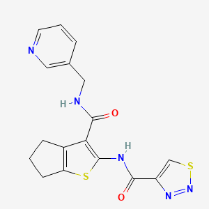 molecular formula C17H15N5O2S2 B11356027 N-{3-[(pyridin-3-ylmethyl)carbamoyl]-5,6-dihydro-4H-cyclopenta[b]thiophen-2-yl}-1,2,3-thiadiazole-4-carboxamide 