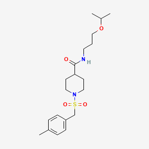 molecular formula C20H32N2O4S B11356052 1-[(4-methylbenzyl)sulfonyl]-N-[3-(propan-2-yloxy)propyl]piperidine-4-carboxamide 