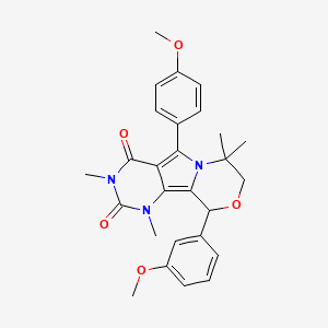 molecular formula C27H29N3O5 B11356118 13-(3-methoxyphenyl)-8-(4-methoxyphenyl)-3,5,10,10-tetramethyl-12-oxa-3,5,9-triazatricyclo[7.4.0.02,7]trideca-1,7-diene-4,6-dione 