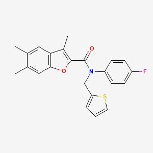 N-(4-fluorophenyl)-3,5,6-trimethyl-N-(thiophen-2-ylmethyl)-1-benzofuran-2-carboxamide