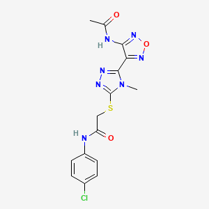 molecular formula C15H14ClN7O3S B11356139 2-({5-[4-(acetylamino)-1,2,5-oxadiazol-3-yl]-4-methyl-4H-1,2,4-triazol-3-yl}sulfanyl)-N-(4-chlorophenyl)acetamide 