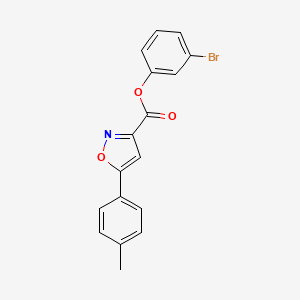 molecular formula C17H12BrNO3 B11356215 3-Bromophenyl 5-(4-methylphenyl)-1,2-oxazole-3-carboxylate 