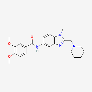 molecular formula C23H28N4O3 B11356238 3,4-dimethoxy-N-[1-methyl-2-(piperidin-1-ylmethyl)-1H-benzimidazol-5-yl]benzamide 