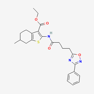 molecular formula C24H27N3O4S B11356263 Ethyl 6-methyl-2-{[4-(3-phenyl-1,2,4-oxadiazol-5-yl)butanoyl]amino}-4,5,6,7-tetrahydro-1-benzothiophene-3-carboxylate 