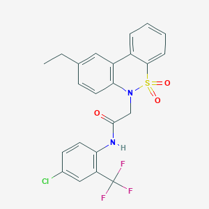 molecular formula C23H18ClF3N2O3S B11356291 N-[4-chloro-2-(trifluoromethyl)phenyl]-2-(9-ethyl-5,5-dioxido-6H-dibenzo[c,e][1,2]thiazin-6-yl)acetamide 