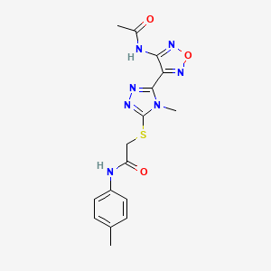 2-({5-[4-(acetylamino)-1,2,5-oxadiazol-3-yl]-4-methyl-4H-1,2,4-triazol-3-yl}sulfanyl)-N-(4-methylphenyl)acetamide