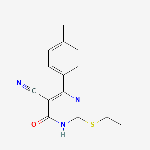 molecular formula C14H13N3OS B11356326 2-(Ethylsulfanyl)-4-(4-methylphenyl)-6-oxo-1,6-dihydropyrimidine-5-carbonitrile 