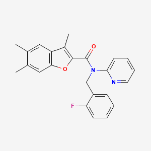 molecular formula C24H21FN2O2 B11356429 N-(2-fluorobenzyl)-3,5,6-trimethyl-N-(pyridin-2-yl)-1-benzofuran-2-carboxamide 